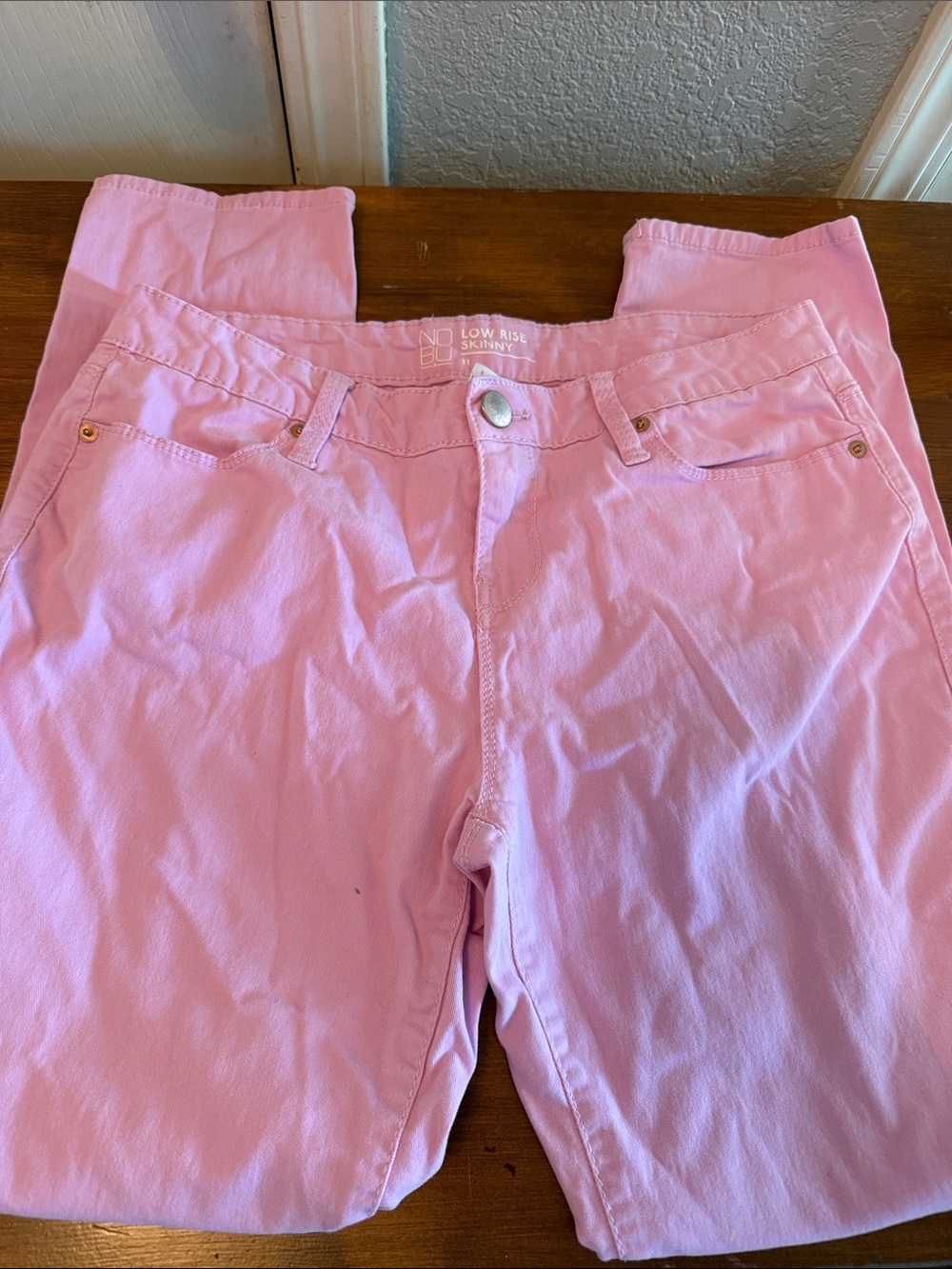 NBD Light Pink Low-Rise Skinny Jeans